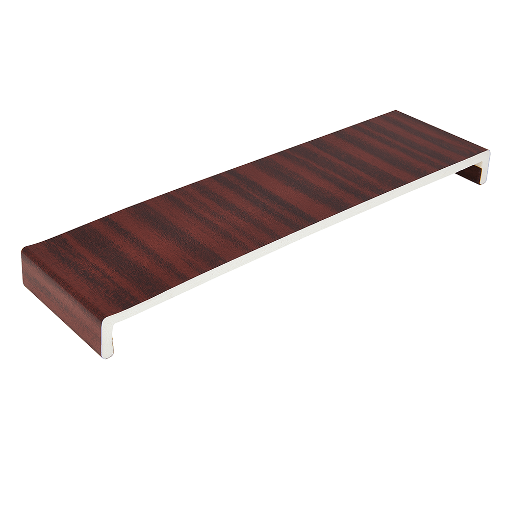 405mm x 9mm Square Woodgrain Mahogany Double Ended Fascia Cover Board 5m image